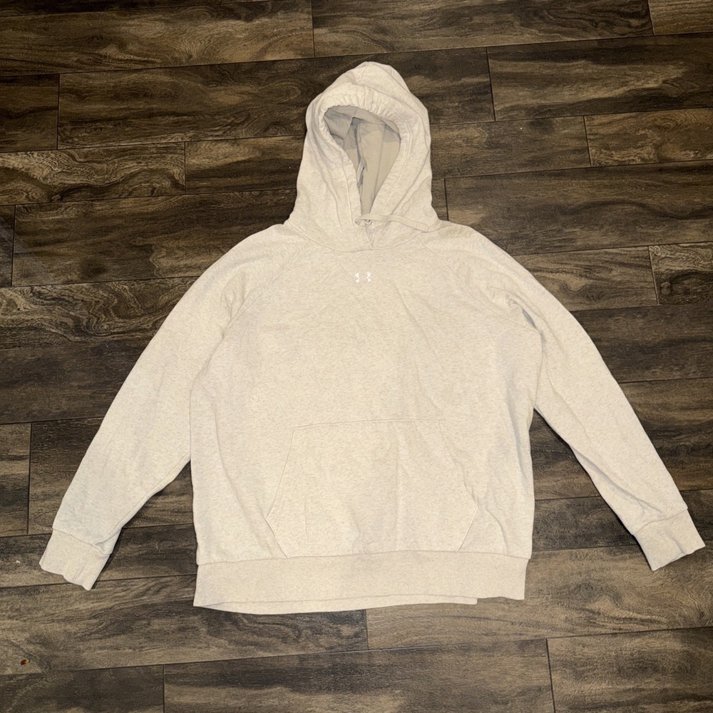 Under Armour Hoodie Fleece Pullover Athletic Women's Size XL Heather Creme Gym